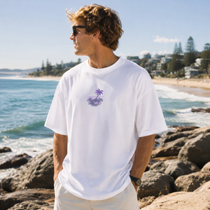 Beach organic oversized high neck t-shirt
